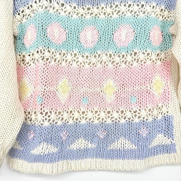 Vintage Yarn Works Knitted By Hand Sweater Pastel Size Small Petite Cottagecore - Picture 3 of 7